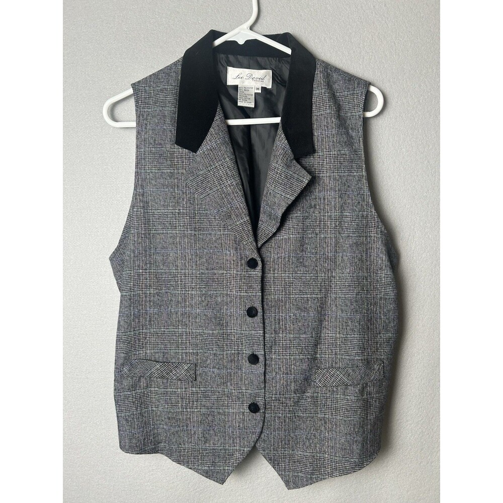 VTG Multicolor Womens Plaid Vest‎ Academia Preppy 90s Equestrian Goth Punk Sz M